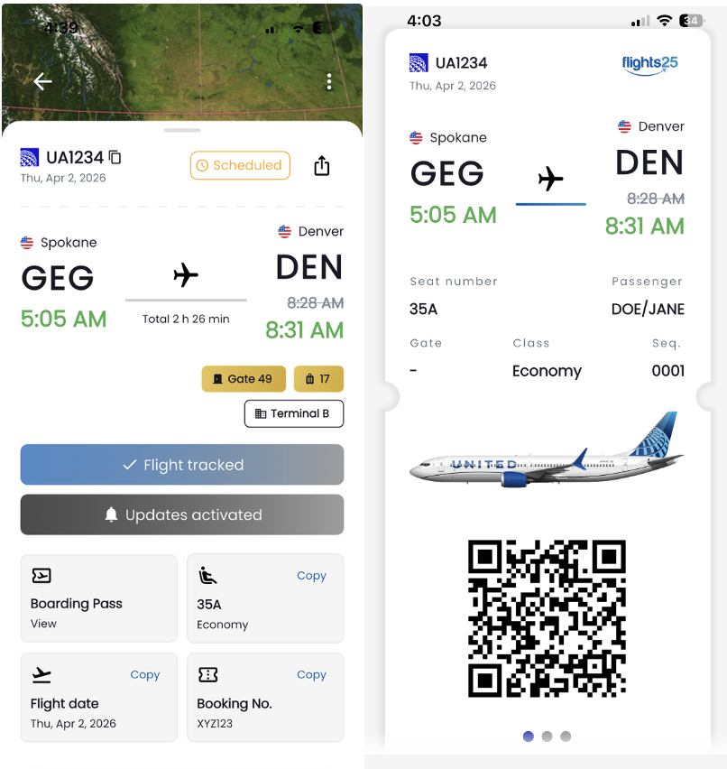 Access all your necessary flight information, right in one spot. 