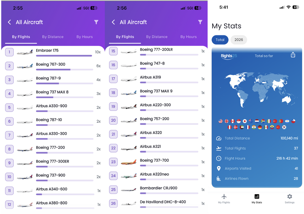 Flights25 vs Flightradar24 screenshot